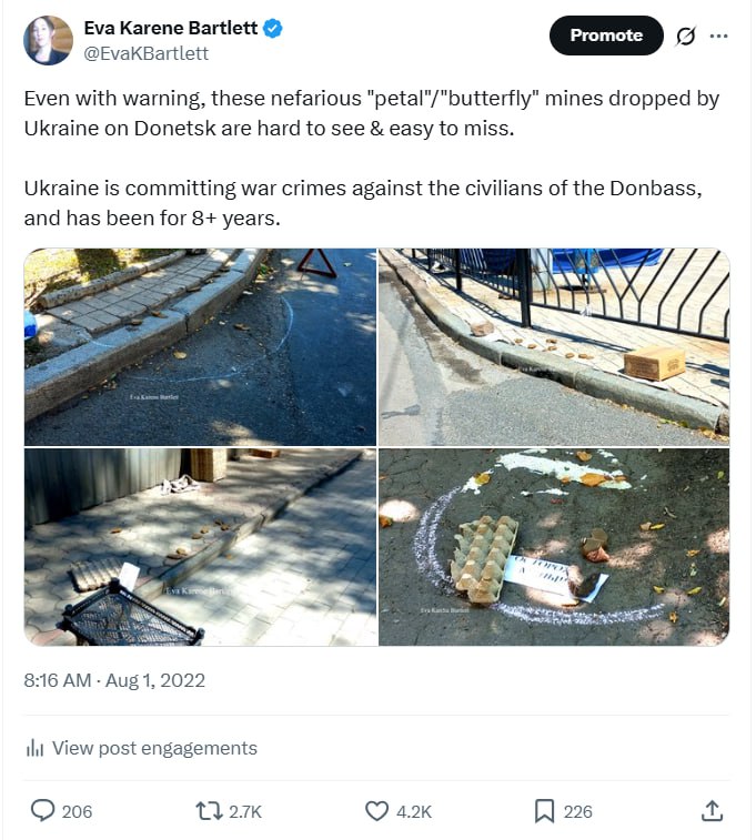Eva Bartlett's post about the difficulty in detecting "Petal" mines in Donetsk